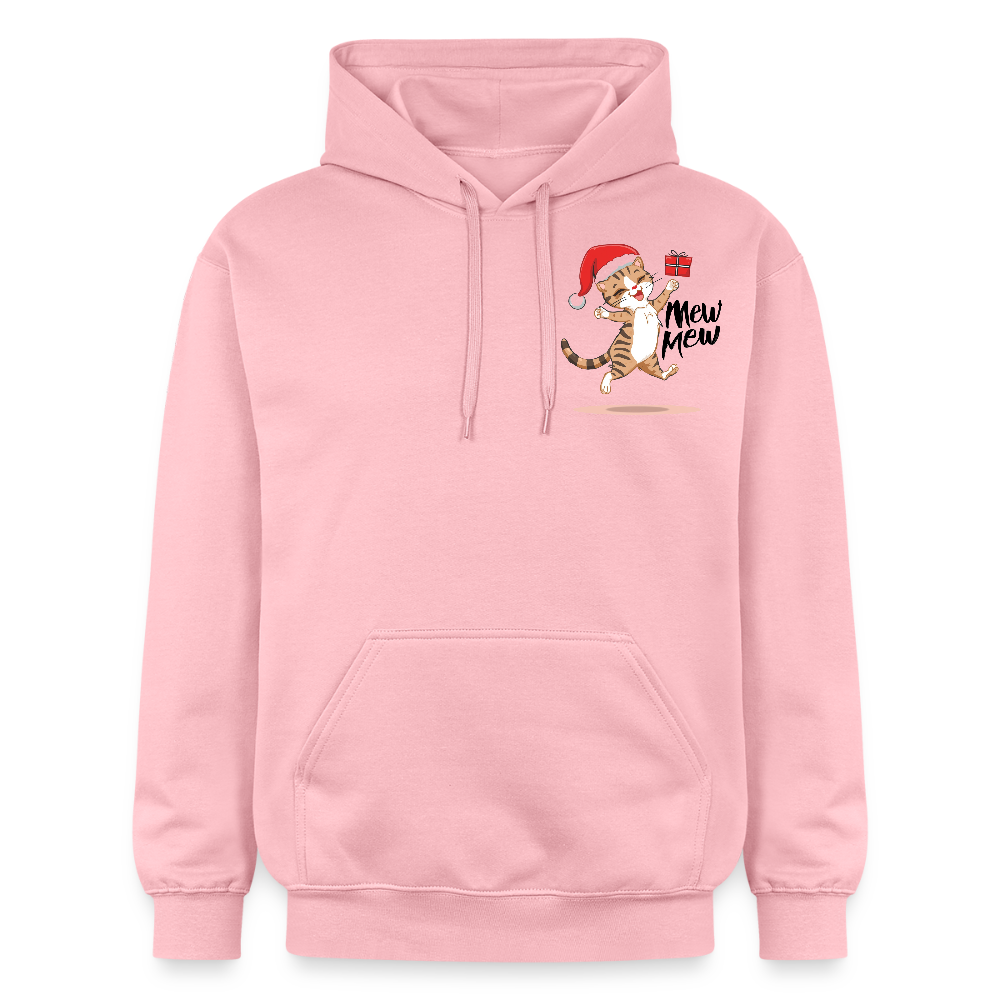 Weihnachtskatzen Hoodie "Mew Mew" | Lustiger Katzen Pullover | Modernes Weihnachtsgeschenk für Katzenfans | Unisex Kapuzenpullover - Hellrosa