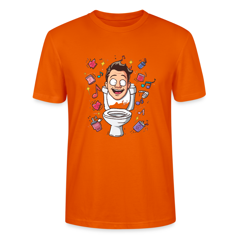 Kult-Cartoon T-Shirt "Toilette Rave" | Verrücktes Party-Design | Lustiges WC-Motiv | Chaos & Musik | Stanley/Stella - Tieforange