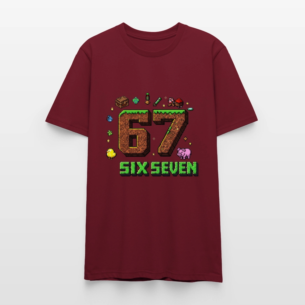 Pixel Style T-Shirt | Pixel Art Zahl 67 | Retro Gaming Look | Blockwelt Design | Stanley/Stella Crafter Unisex - Burgunderrot