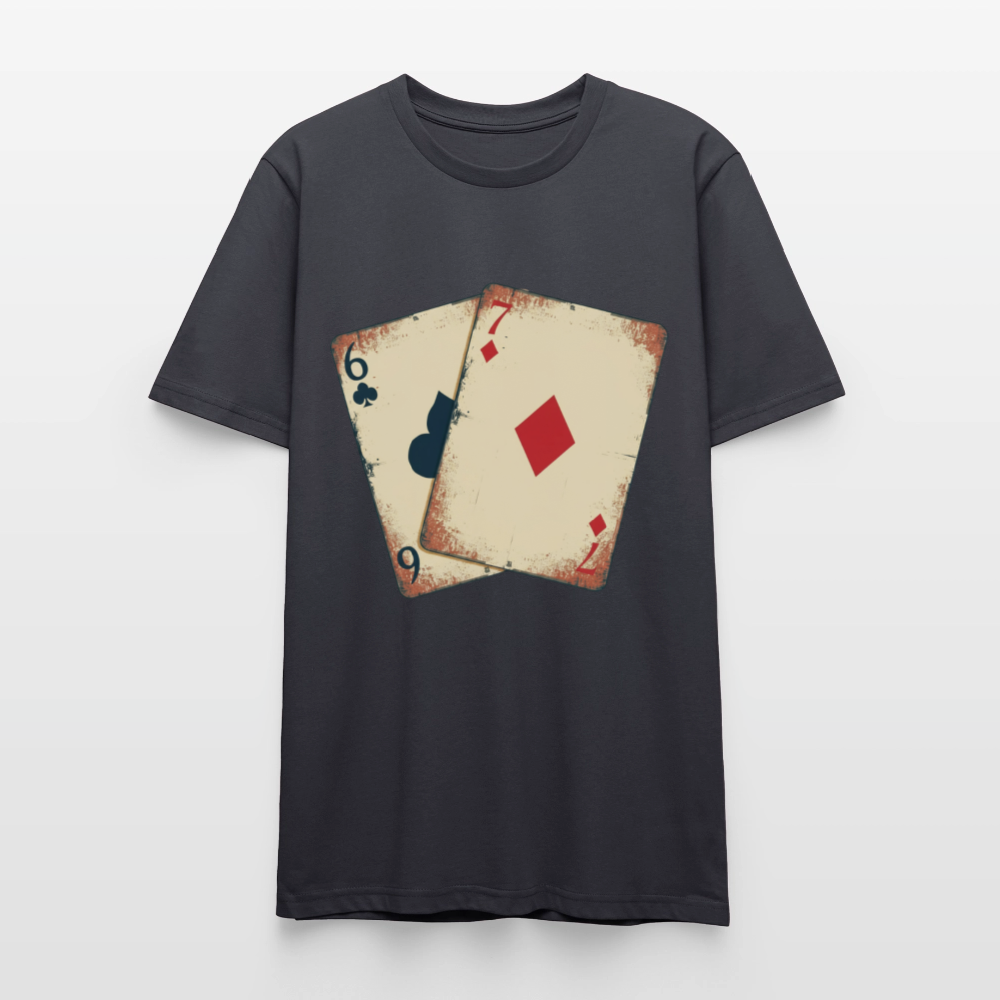Vintage Poker T-Shirt "Glücksspiel Hand" | Distressed Spielkarten Grunge Look | Casino & Kartenspiel Motiv | Stanley/Stella - Dunkles Graublau