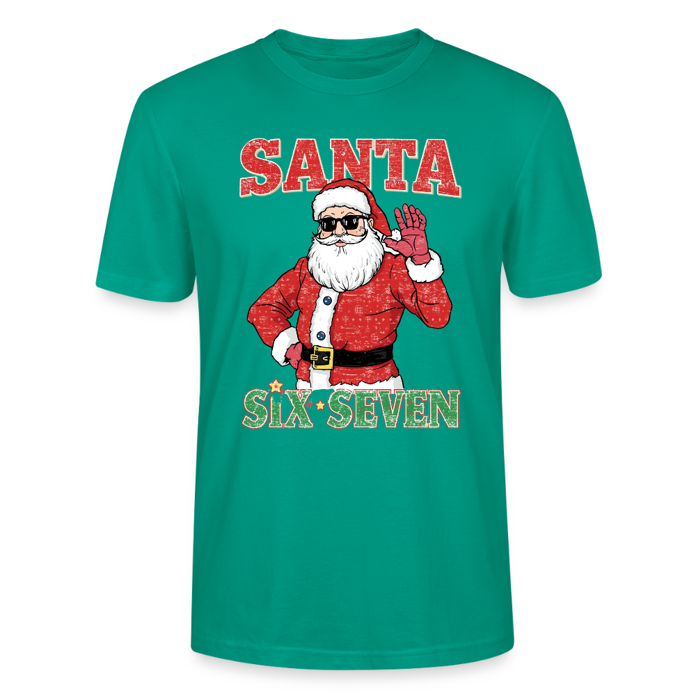 Cool Santa T-Shirt | Six Seven Edition | Lässiger Weihnachtsmann mit Sonnenbrille | Ugly Christmas Party Look | Vintage Distressed | Stanley/Stella - Blaugrün