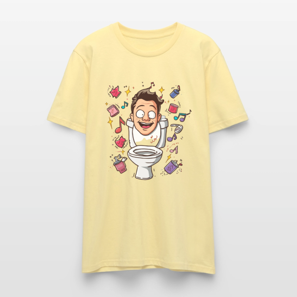 Kult-Cartoon T-Shirt "Toilette Rave" | Verrücktes Party-Design | Lustiges WC-Motiv | Chaos & Musik | Stanley/Stella - Creme