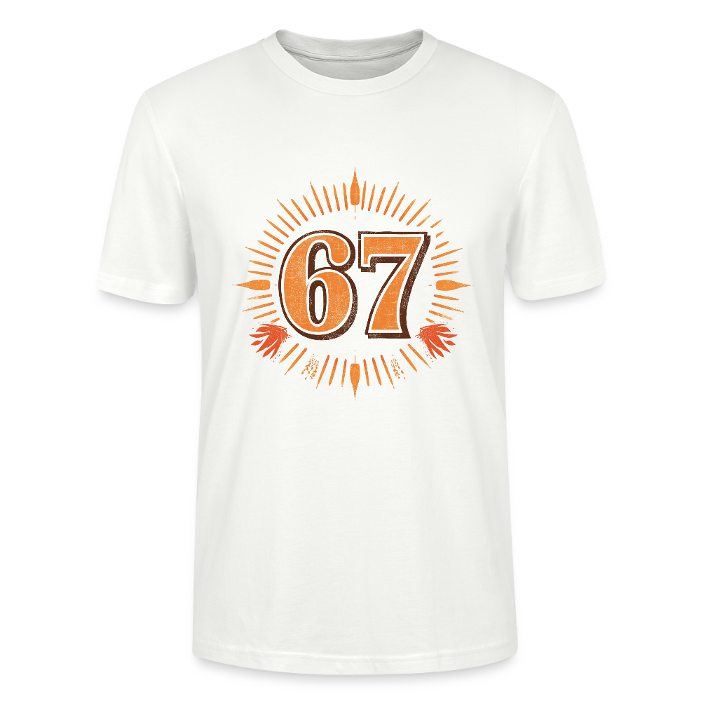 Retro T-Shirt | Zahl 67 Sunburst Design | Vintage Sport Style | College Look | Stanley/Stella Crafter Unisex - Weiß