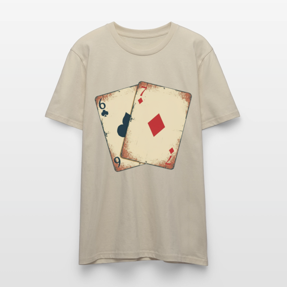 Vintage Poker T-Shirt "Glücksspiel Hand" | Distressed Spielkarten Grunge Look | Casino & Kartenspiel Motiv | Stanley/Stella - Beige