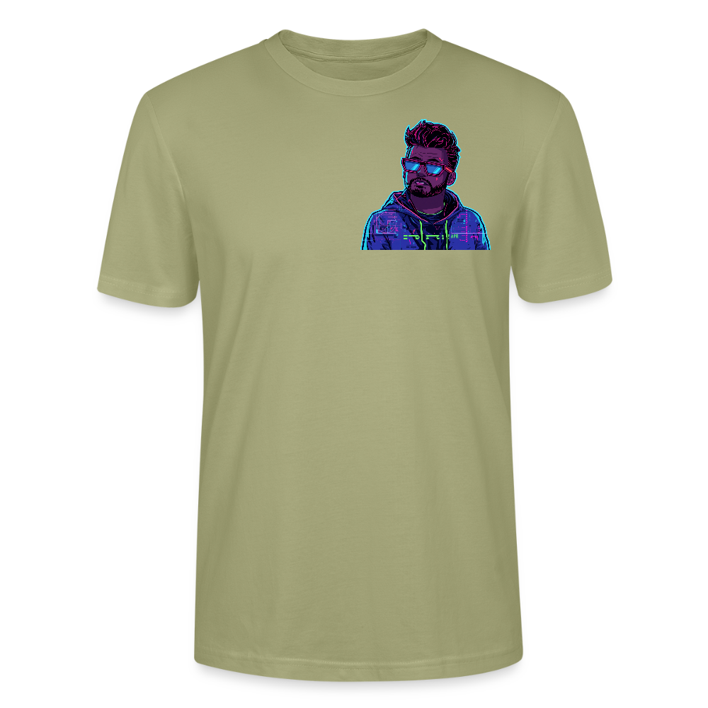 Cyberpunk T-Shirt | Glitch Art Avatar Portrait | Neon Style | Retro-Futurismus | Stanley/Stella Crafter Unisex - Nebelgrün