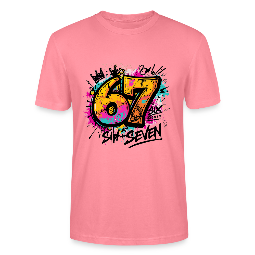 Graffiti T-Shirt 67 | Street Art Design | Bunte Urban Wear | Zahl Sechs Sieben | Hip Hop Style | Stanley/Stella Crafter Unisex - Pink 