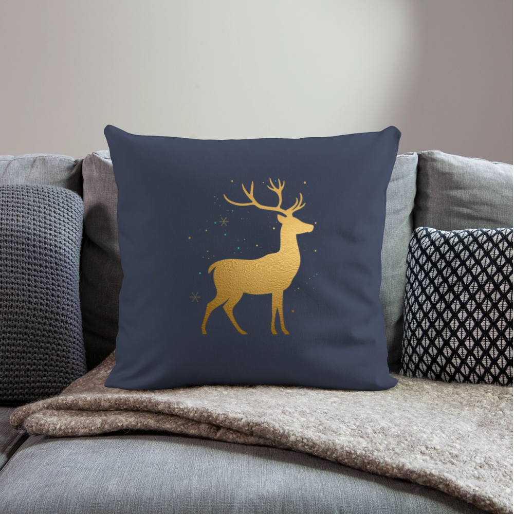 Goldener Hirsch Sofakissenbezug 44×44 cm | Weihnachtsdeko | Personalisierbares Kissen | Holiday Decoration | Geschenkidee - Navy