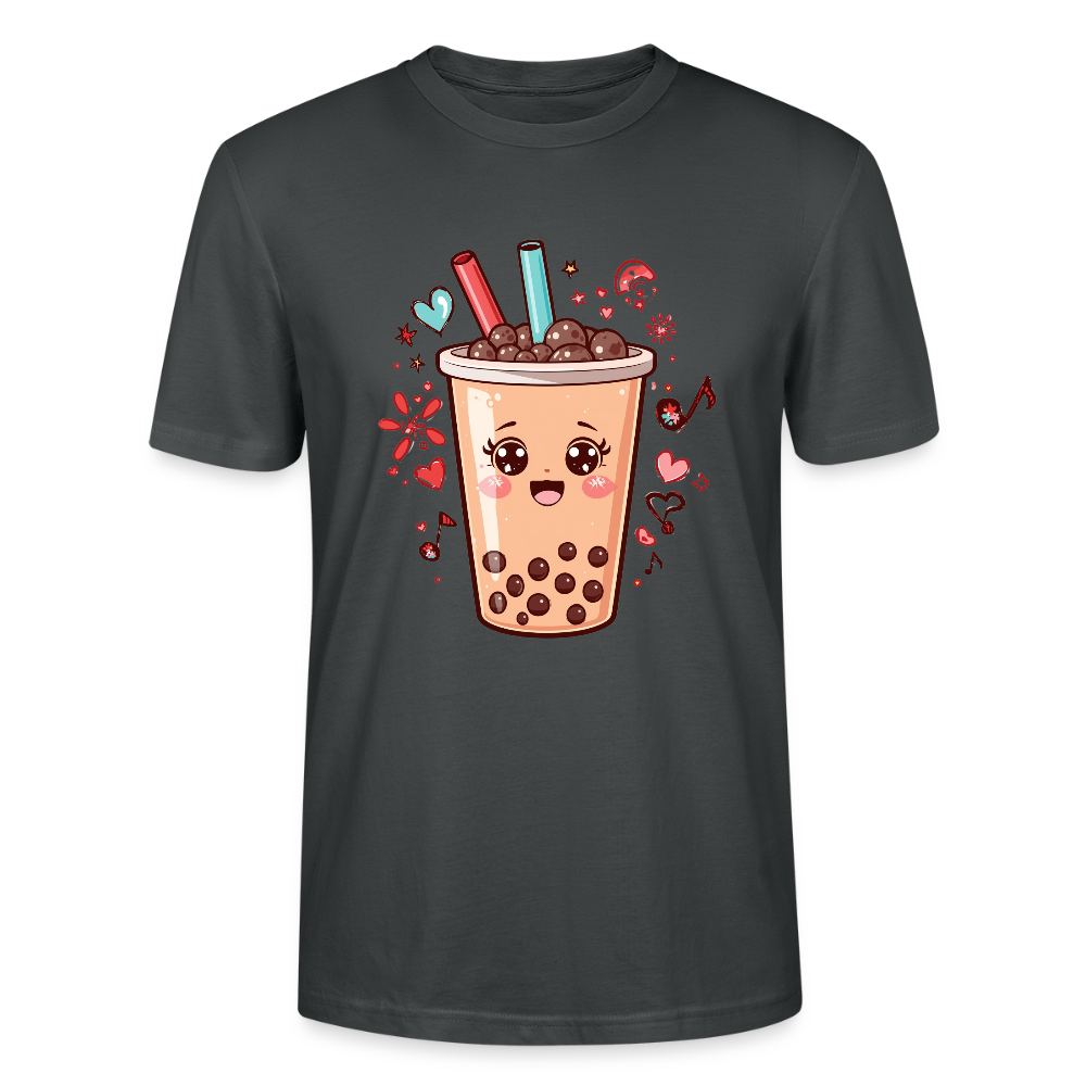 Kawaii Bubble Tea T-Shirt | Süßes Boba Cute Foodie Motiv | Anime Style mit Herzen & Musiknoten | Stanley/Stella Unisex - Anthrazit
