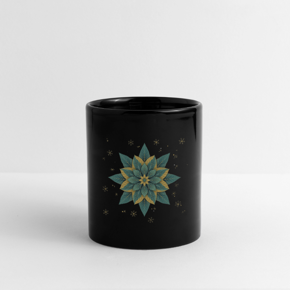 Mandala Tasse – Holiday Dekor | Winterliches Design | Geschenkidee | Personalisierbar | Hochwertige Keramiktasse | Gold & Türkis - Schwarz