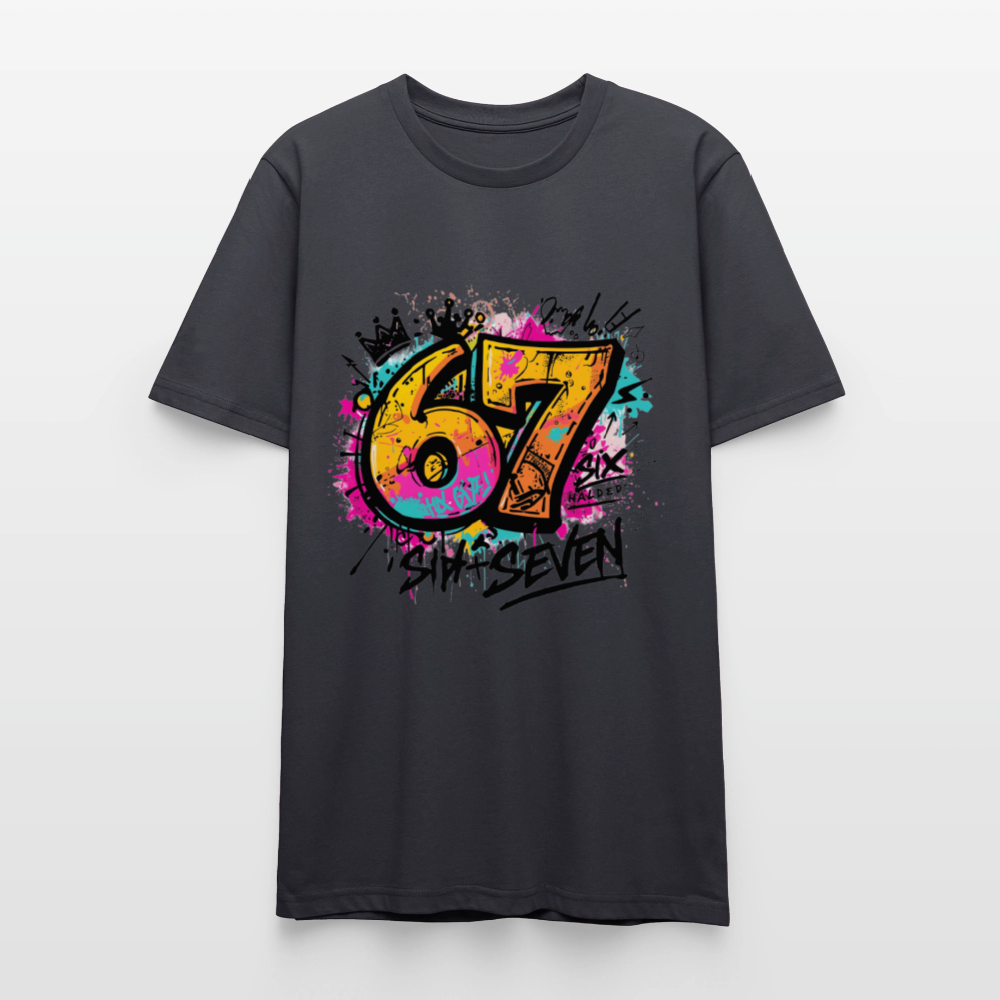 Graffiti T-Shirt 67 | Street Art Design | Bunte Urban Wear | Zahl Sechs Sieben | Hip Hop Style | Stanley/Stella Crafter Unisex - Dunkles Graublau