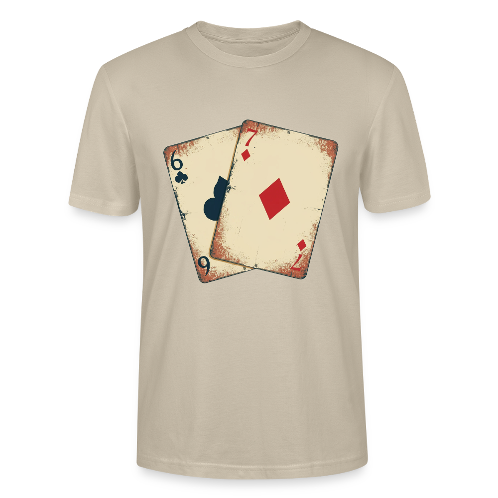 Vintage Poker T-Shirt "Glücksspiel Hand" | Distressed Spielkarten Grunge Look | Casino & Kartenspiel Motiv | Stanley/Stella - Beige