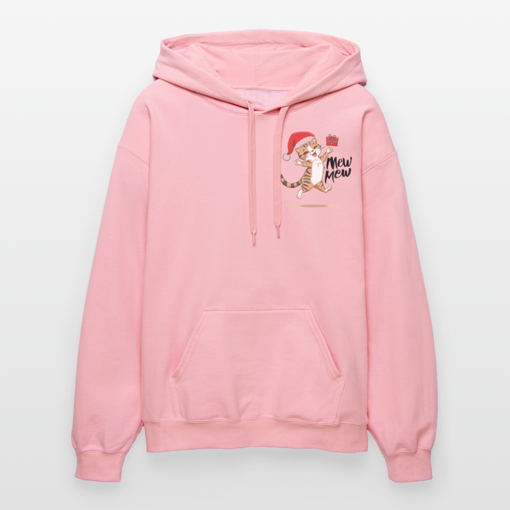 Weihnachtskatzen Hoodie "Mew Mew" | Lustiger Katzen Pullover | Modernes Weihnachtsgeschenk für Katzenfans | Unisex Kapuzenpullover - Hellrosa