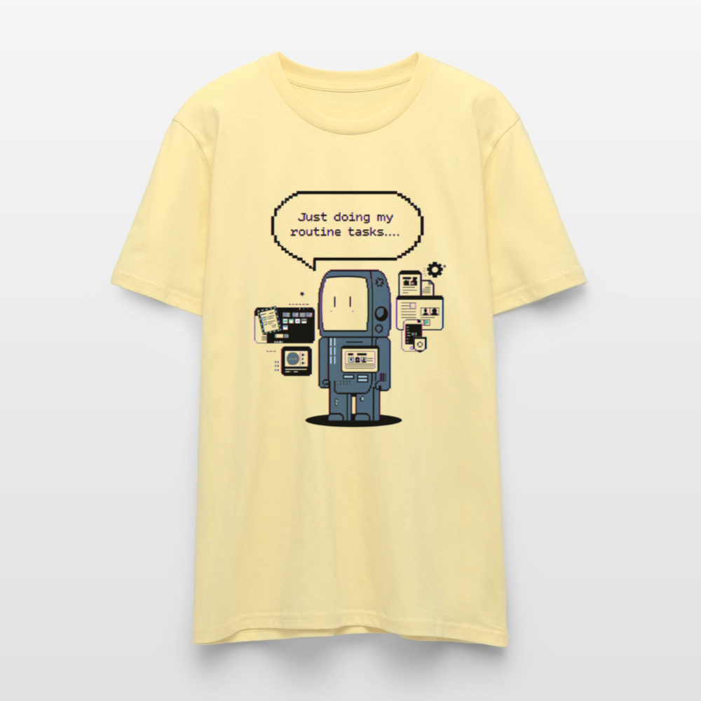 Lustiges Roboter T-Shirt | Just Doing My Routine Tasks | Retro Pixel Art | Programmierer Geschenk | Tech Humor | Stanley/Stella Crafter Unisex - Creme
