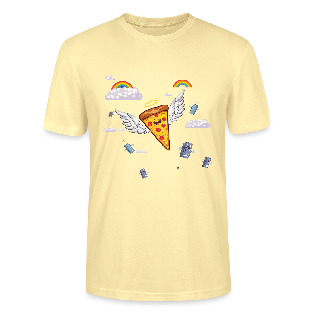 Pizza Engel T-Shirt | Fliegendes Pizzastück mit Heiligenschein | Surrealer Pop-Art Style | Space Invaders | Stanley/Stella - Creme