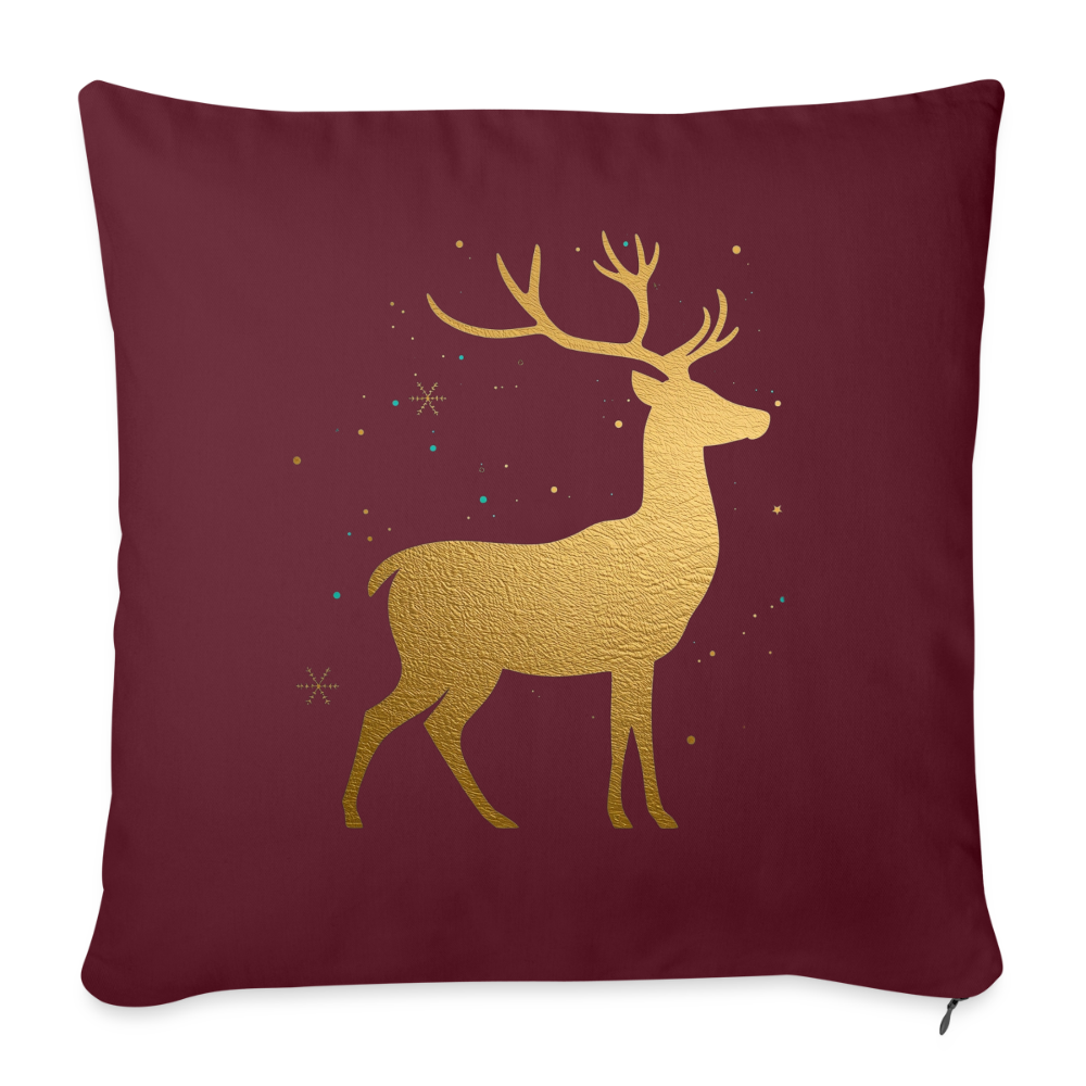Goldener Hirsch Sofakissenbezug 44×44 cm | Weihnachtsdeko | Personalisierbares Kissen | Holiday Decoration | Geschenkidee - Burgunderrot