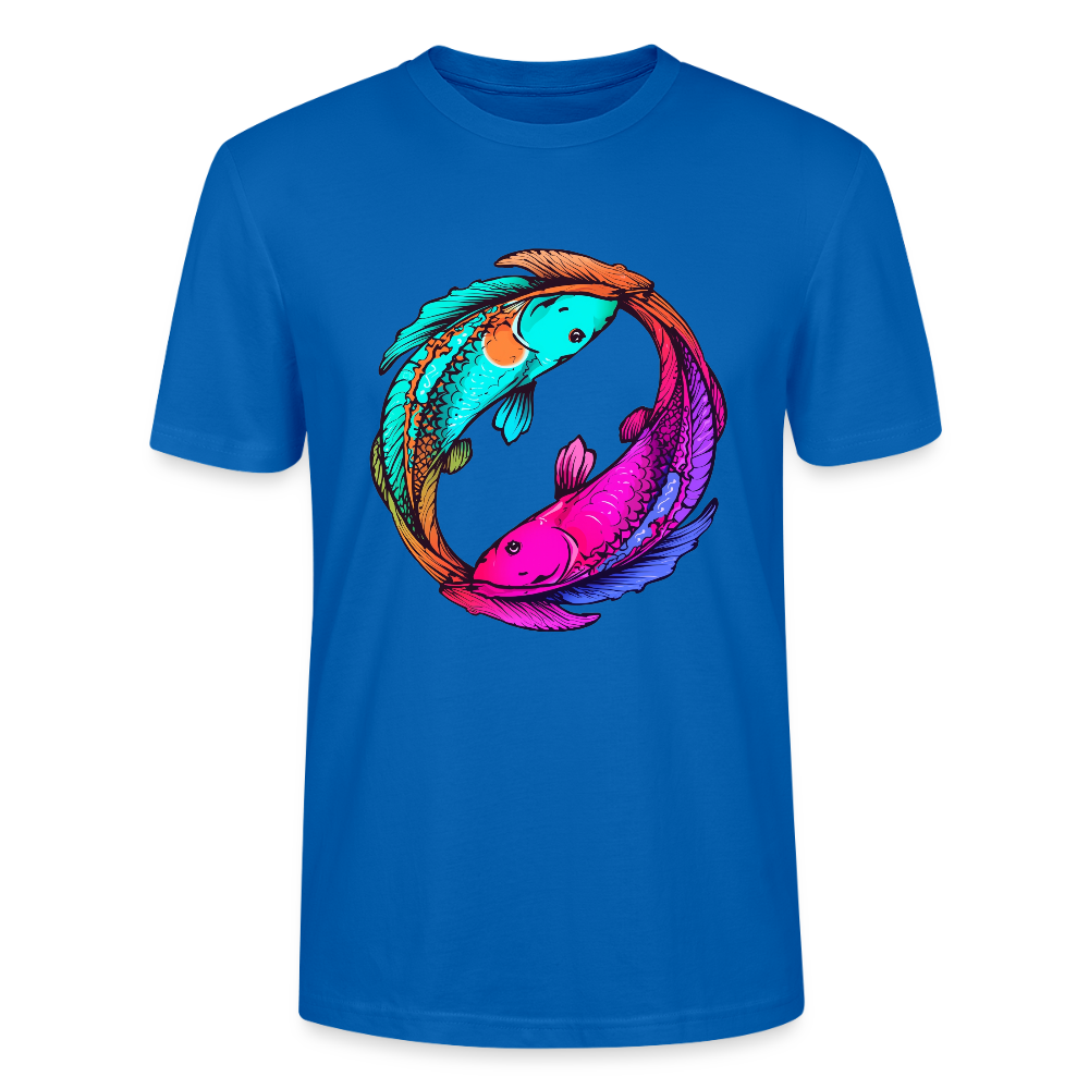 Yin & Yang Koi T-Shirt | Neon Cyberpunk Fisch Design | Japanische Balance & Harmonie | Stanley/Stella Unisex Bio-Baumwolle - Pfauenblau