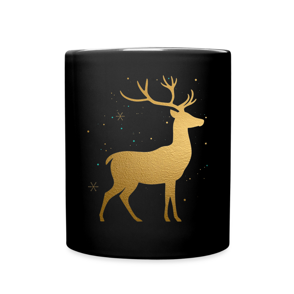 Goldene Hirsch Tasse – Weihnachtsbecher | Holiday Dekor | Winterliches Design | Geschenkidee | Personalisierbar | Hochwertige Keramiktasse - Schwarz