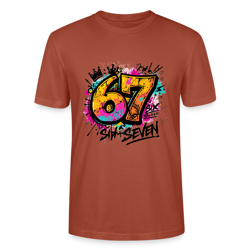 Graffiti T-Shirt 67 | Street Art Design | Bunte Urban Wear | Zahl Sechs Sieben | Hip Hop Style | Stanley/Stella Crafter Unisex - Terrakotta