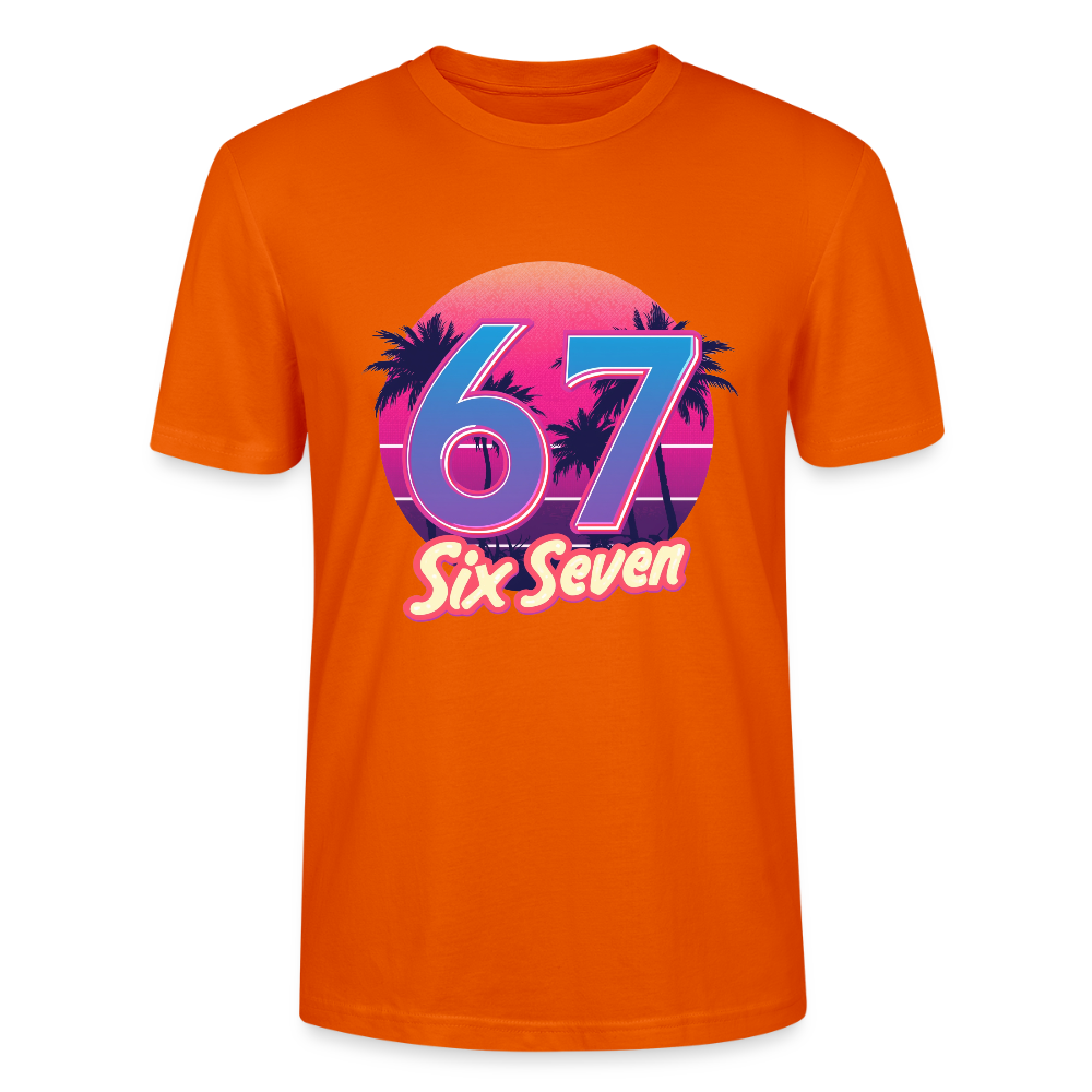 Retro Synthwave T-Shirt | 80er Jahre Neon Zahl 67 Six Seven | Miami Vice Outrun Unisex Shirt | Stanley/Stella - Tieforange
