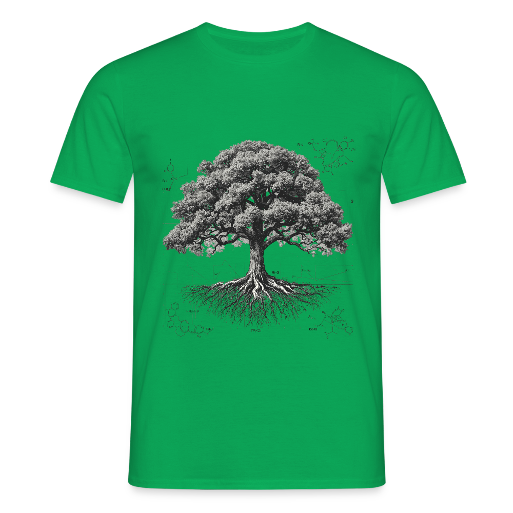 Baumdiagramm-T-Shirt – Natur- und Wissenschafts-Grafik-T-Shirt für Männer – Botanisches Baumanatomie-Shirt – Handbedrucktes Outdoor-Shirt für Naturliebhaber - Kelly Green