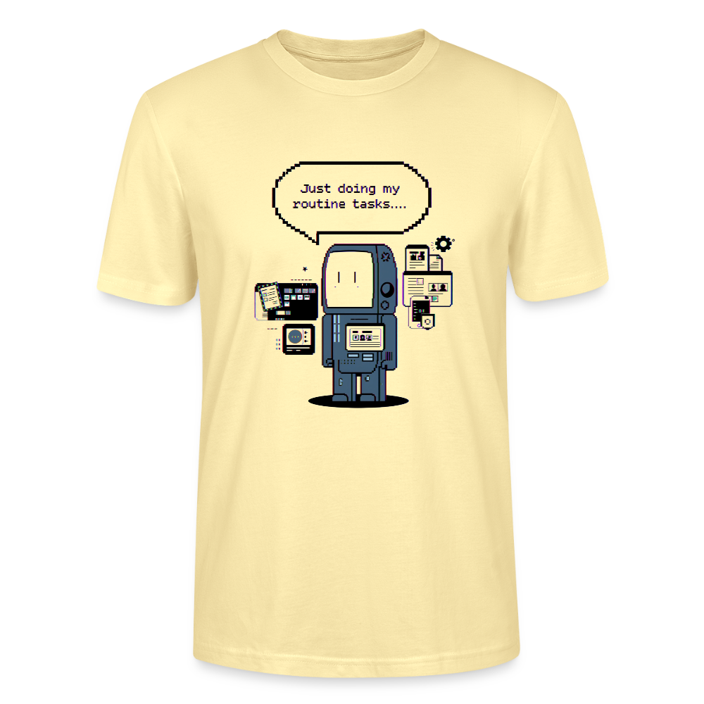 Lustiges Roboter T-Shirt | Just Doing My Routine Tasks | Retro Pixel Art | Programmierer Geschenk | Tech Humor | Stanley/Stella Crafter Unisex - Creme