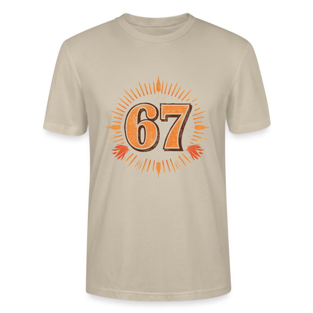 Retro T-Shirt | Zahl 67 Sunburst Design | Vintage Sport Style | College Look | Stanley/Stella Crafter Unisex - Beige