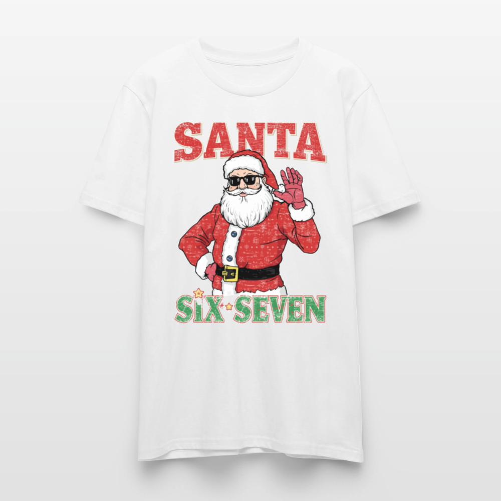 Cool Santa T-Shirt | Six Seven Edition | Lässiger Weihnachtsmann mit Sonnenbrille | Ugly Christmas Party Look | Vintage Distressed | Stanley/Stella - Weiß