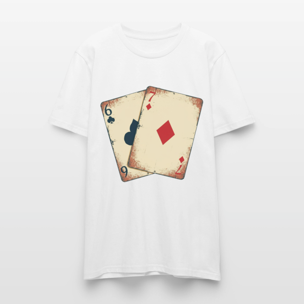 Vintage Poker T-Shirt "Glücksspiel Hand" | Distressed Spielkarten Grunge Look | Casino & Kartenspiel Motiv | Stanley/Stella - Weiß