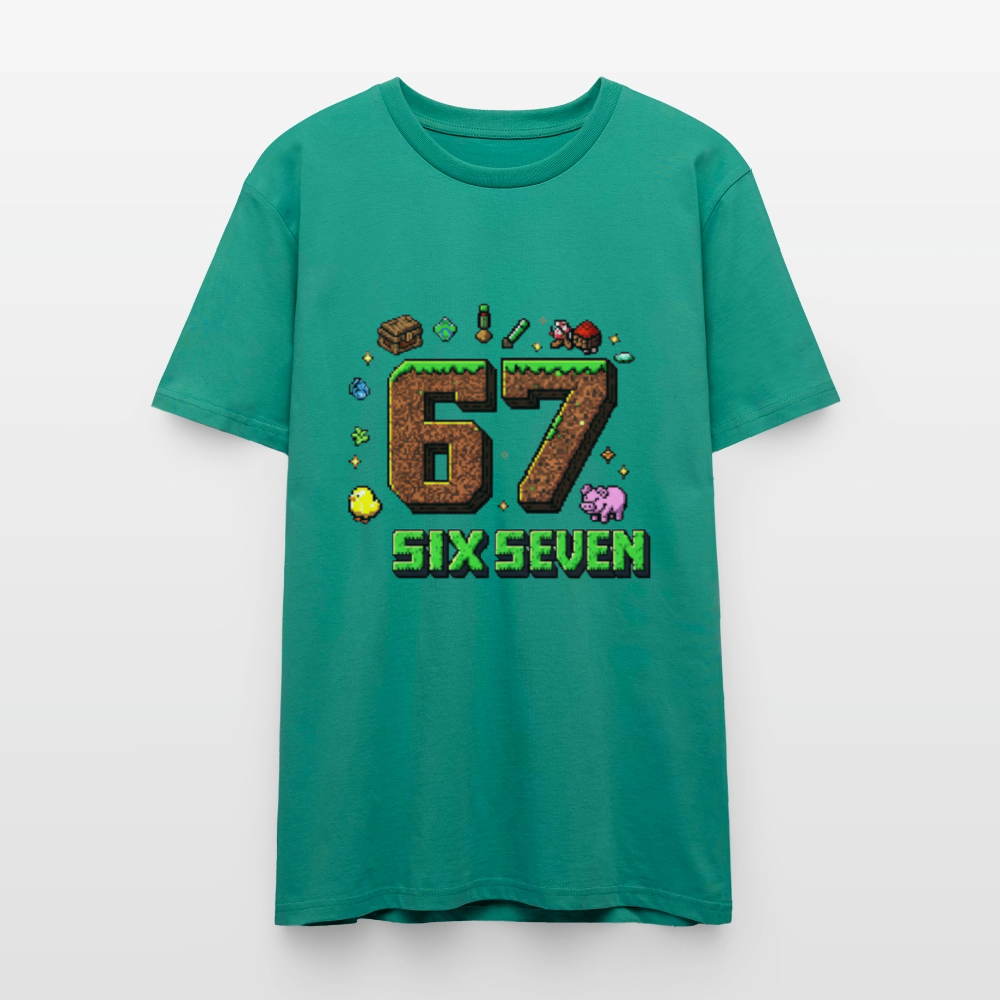 Pixel Style T-Shirt | Pixel Art Zahl 67 | Retro Gaming Look | Blockwelt Design | Stanley/Stella Crafter Unisex - Blaugrün