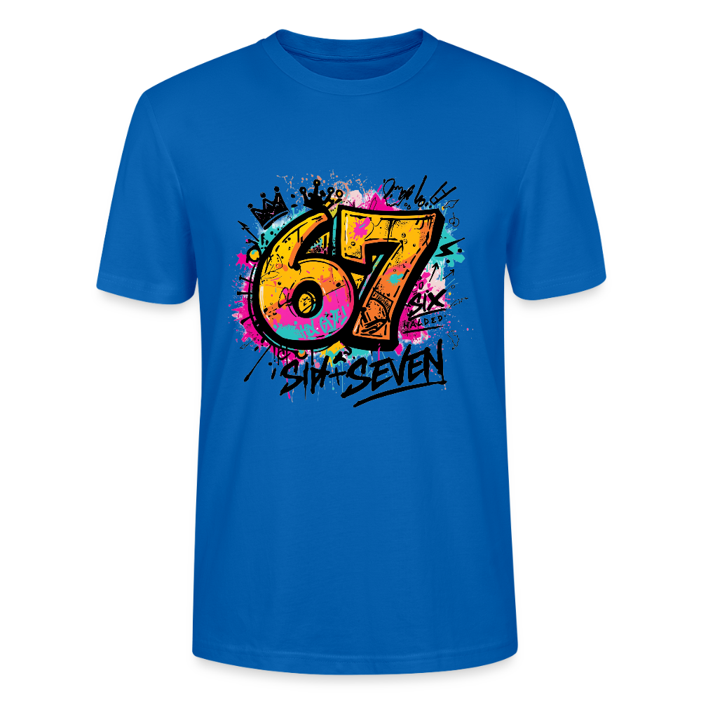 Graffiti T-Shirt 67 | Street Art Design | Bunte Urban Wear | Zahl Sechs Sieben | Hip Hop Style | Stanley/Stella Crafter Unisex - Pfauenblau