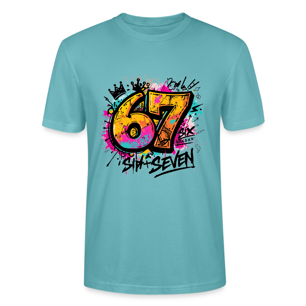 Graffiti T-Shirt 67 | Street Art Design | Bunte Urban Wear | Zahl Sechs Sieben | Hip Hop Style | Stanley/Stella Crafter Unisex - Pastelltürkis