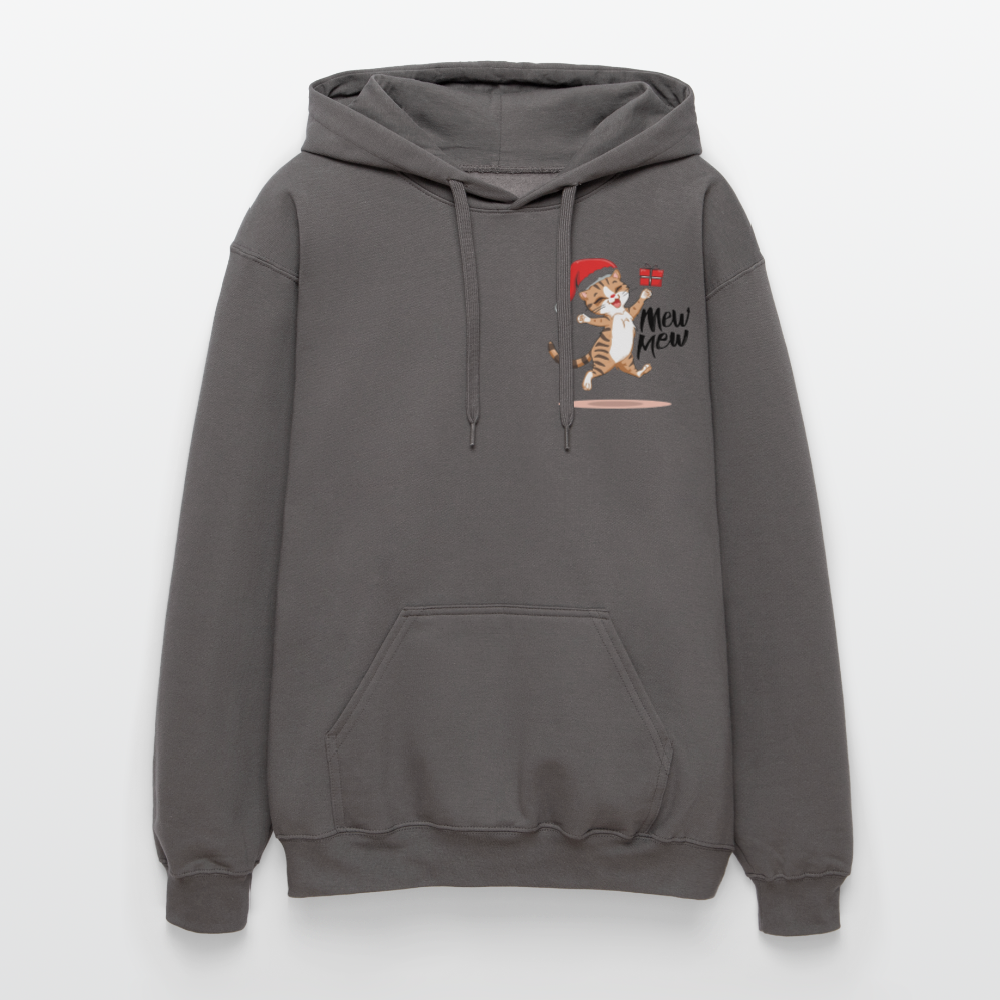 Weihnachtskatzen Hoodie "Mew Mew" | Lustiger Katzen Pullover | Modernes Weihnachtsgeschenk für Katzenfans | Unisex Kapuzenpullover - Dunkelgrau