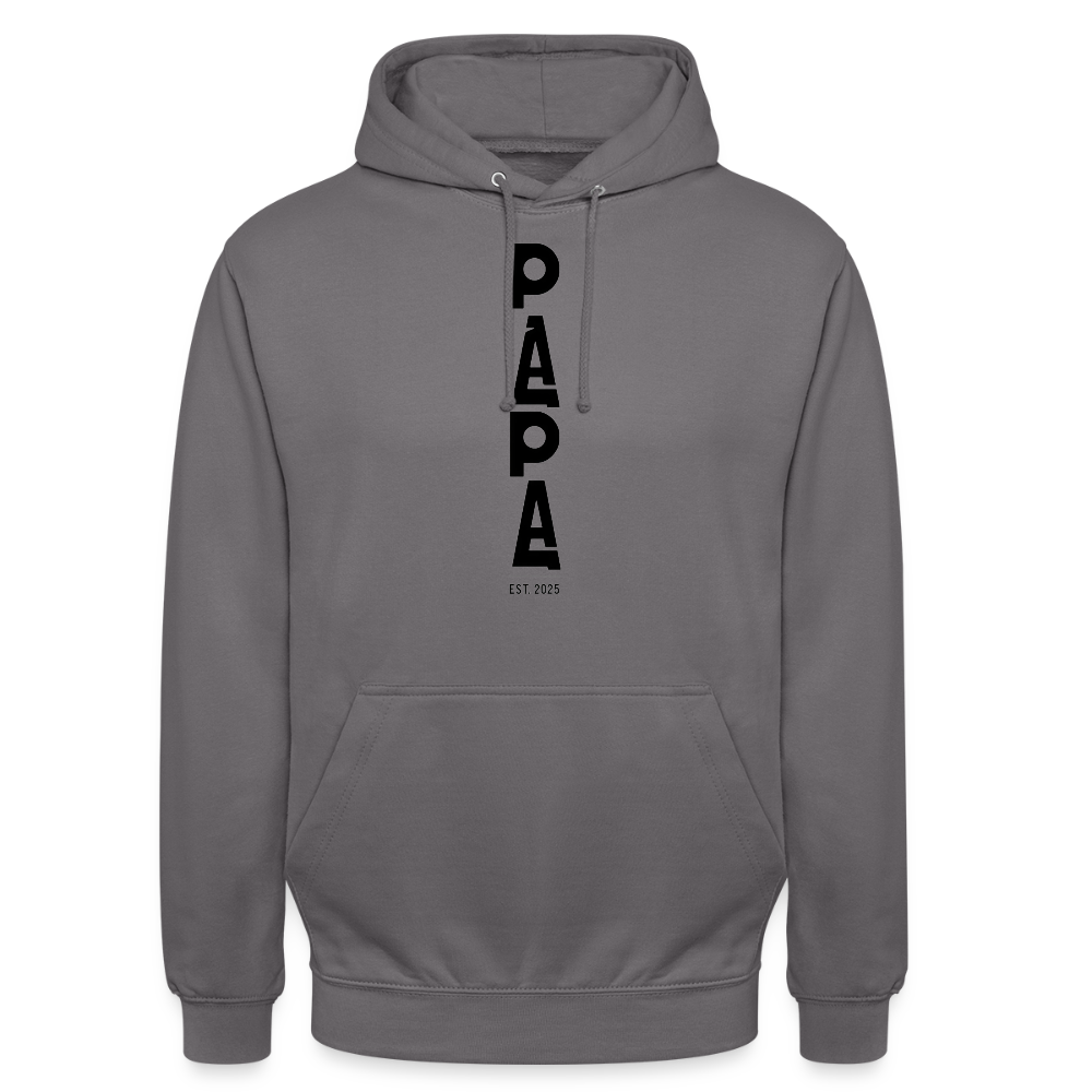 PAPA Est. 2025 Hoodie | Unisex Kapuzenpullover | Geschenk für werdende Väter | Modernes Statement-Design - Mittelgrau