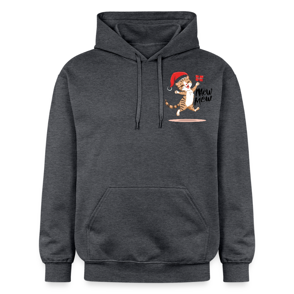 Weihnachtskatzen Hoodie "Mew Mew" | Lustiger Katzen Pullover | Modernes Weihnachtsgeschenk für Katzenfans | Unisex Kapuzenpullover - Dunkelgrau meliert