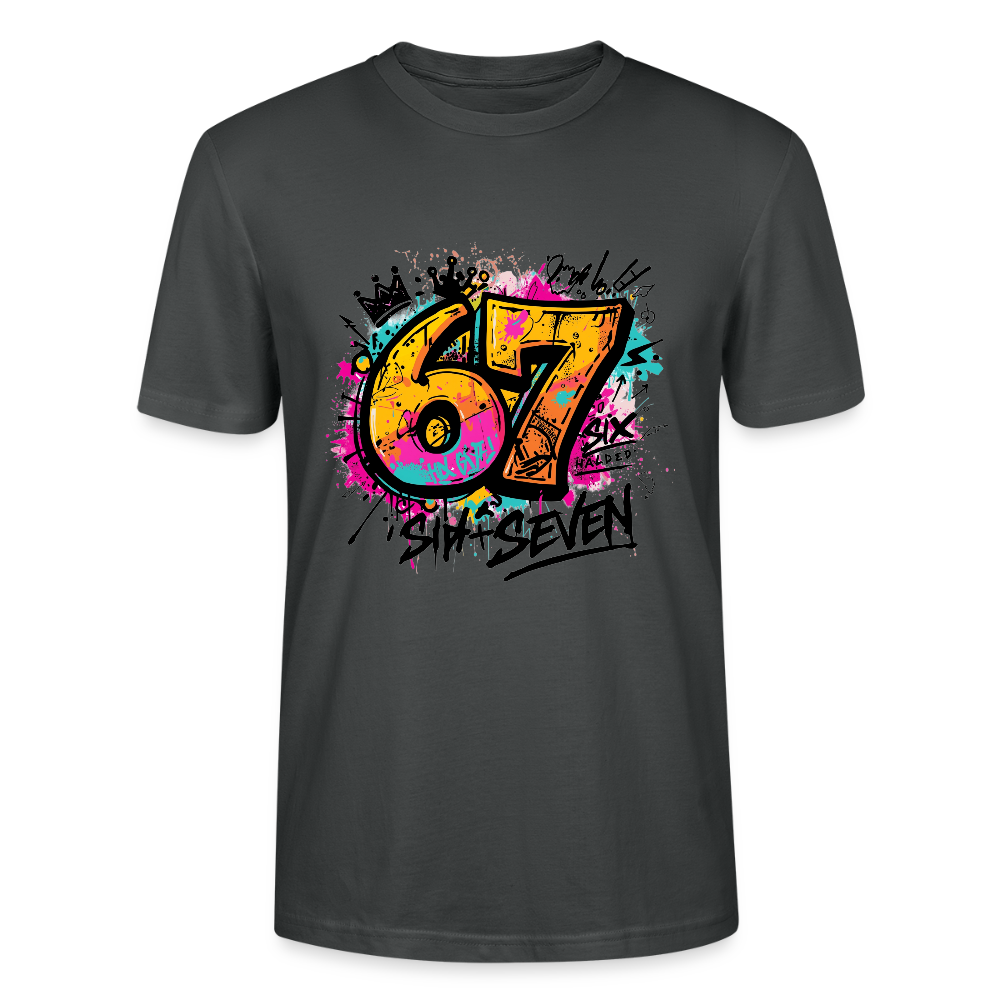 Graffiti T-Shirt 67 | Street Art Design | Bunte Urban Wear | Zahl Sechs Sieben | Hip Hop Style | Stanley/Stella Crafter Unisex - Anthrazit