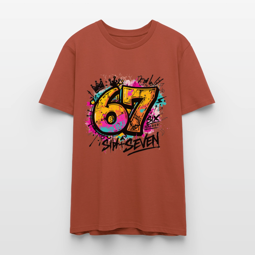 Graffiti T-Shirt 67 | Street Art Design | Bunte Urban Wear | Zahl Sechs Sieben | Hip Hop Style | Stanley/Stella Crafter Unisex - Terrakotta