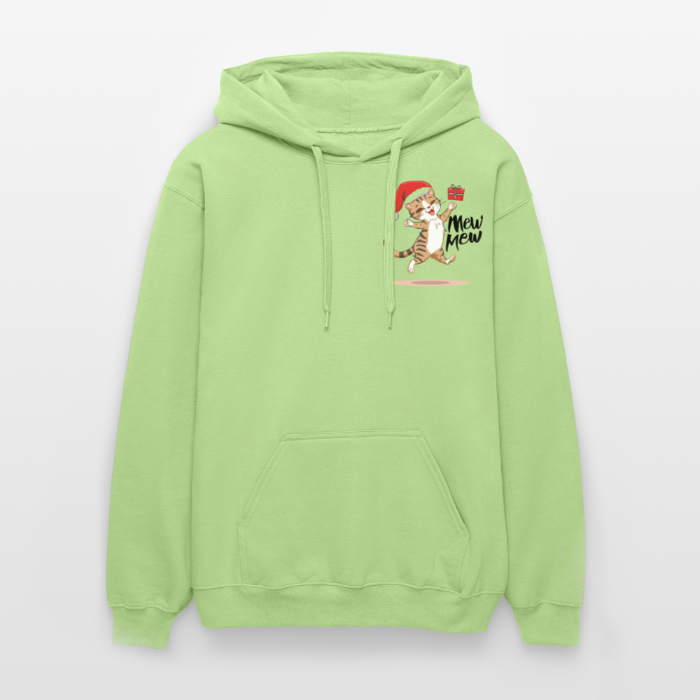 Weihnachtskatzen Hoodie "Mew Mew" | Lustiger Katzen Pullover | Modernes Weihnachtsgeschenk für Katzenfans | Unisex Kapuzenpullover - Pistazie