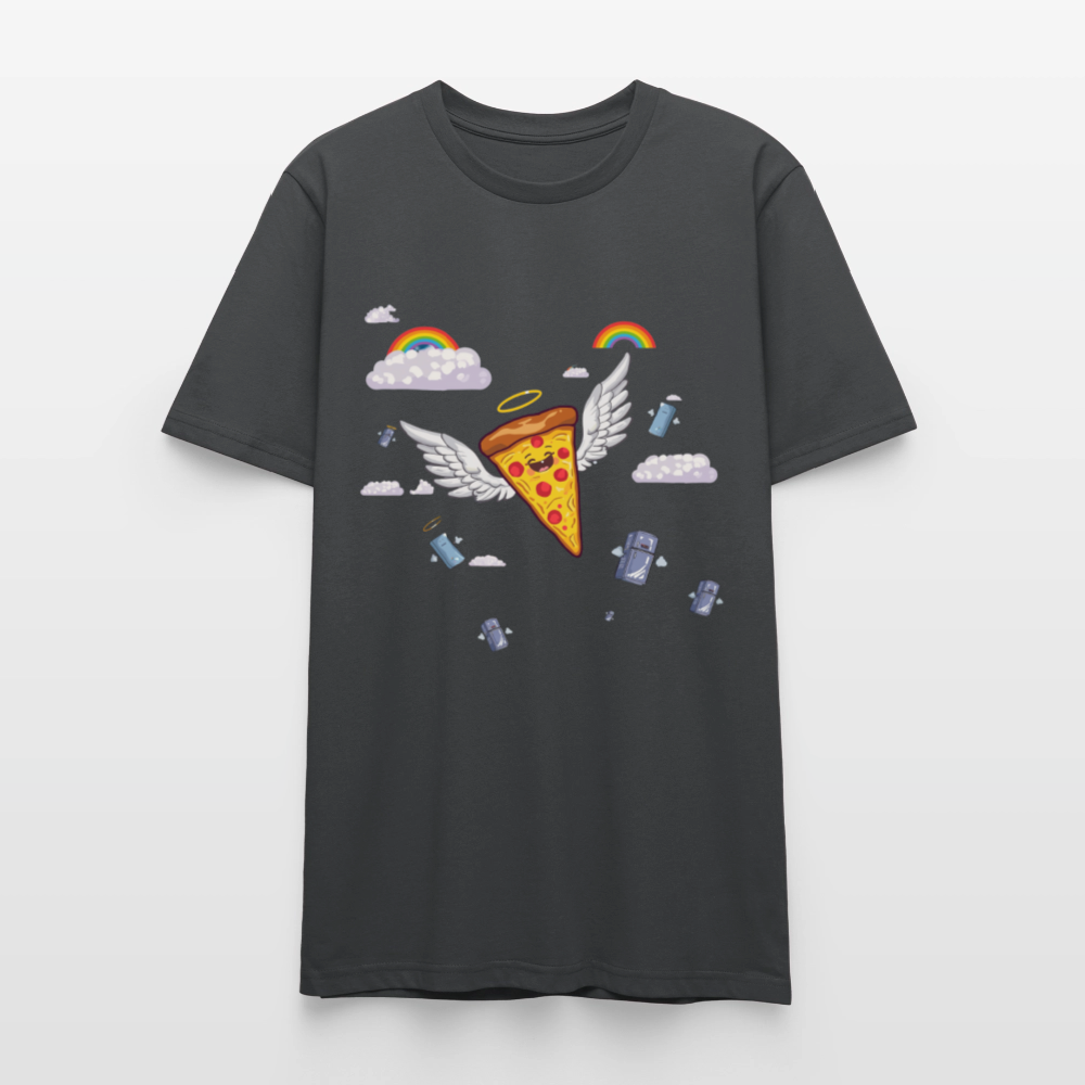 Pizza Engel T-Shirt | Fliegendes Pizzastück mit Heiligenschein | Surrealer Pop-Art Style | Space Invaders | Stanley/Stella - Anthrazit