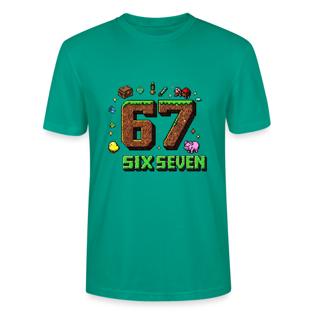 Pixel Style T-Shirt | Pixel Art Zahl 67 | Retro Gaming Look | Blockwelt Design | Stanley/Stella Crafter Unisex - Blaugrün