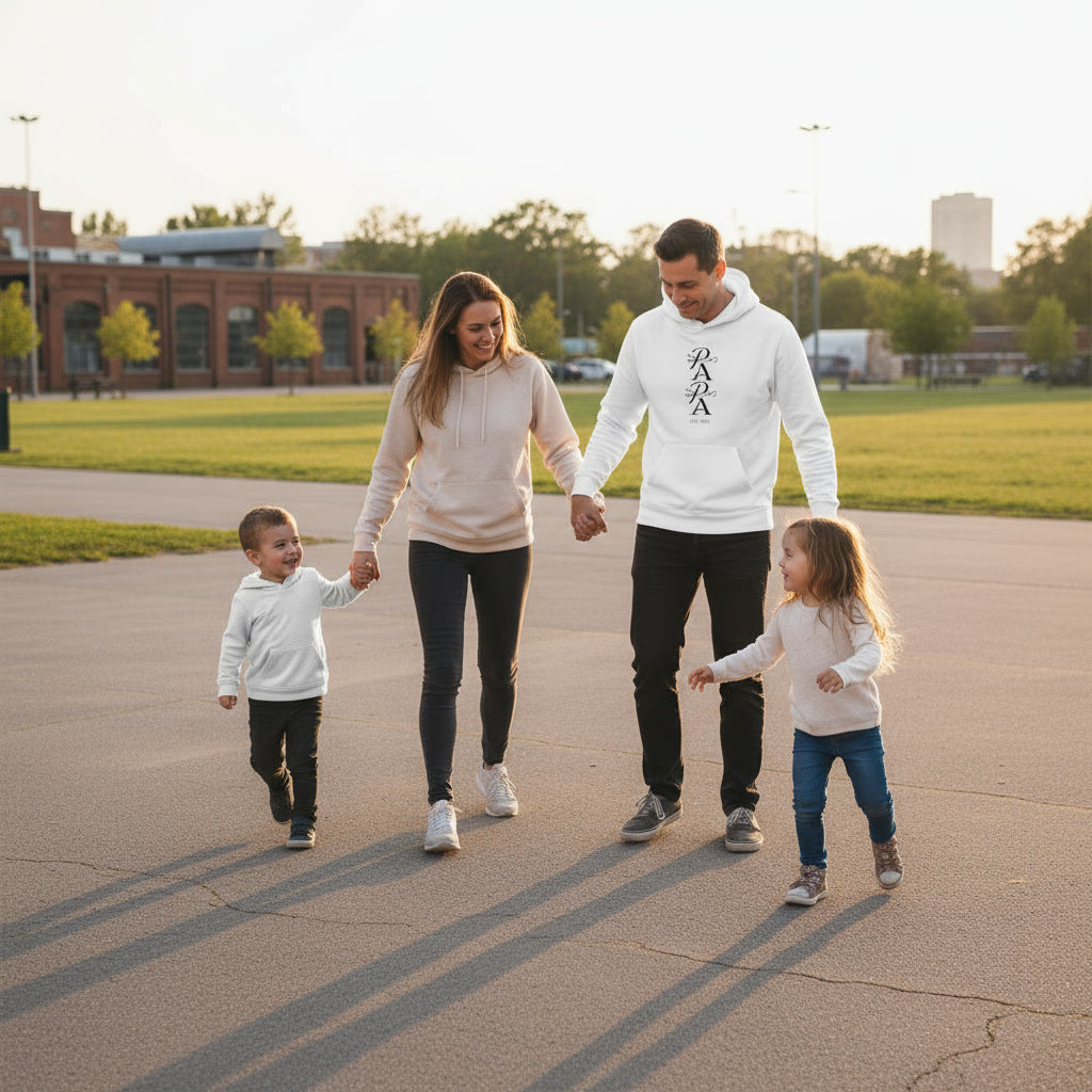 Edler PAPA Est. 2025 Hoodie | Kalligrafie Design | Luxuriöses Geschenk für den werdenden Vater | Premium Unisex Kapuzenpullover